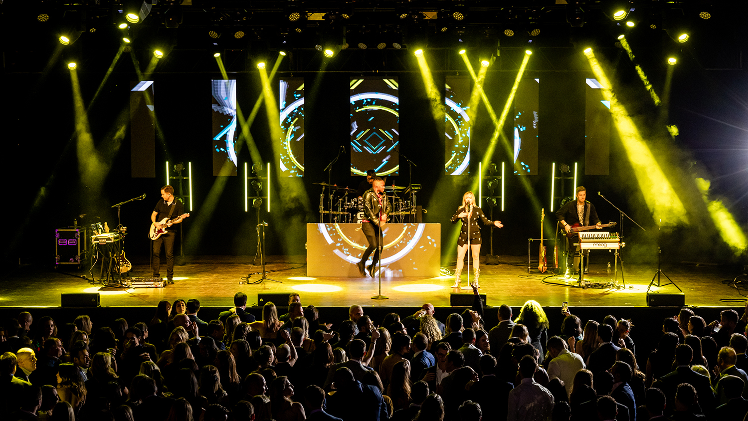 Stage production and lighting at a Go Go Gadjet show